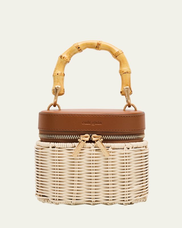 Gwyneth Raffia & Leather Crossbody Bag